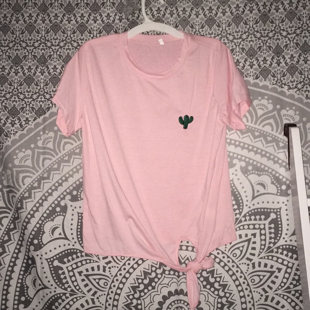 pink cactus tie-knot top